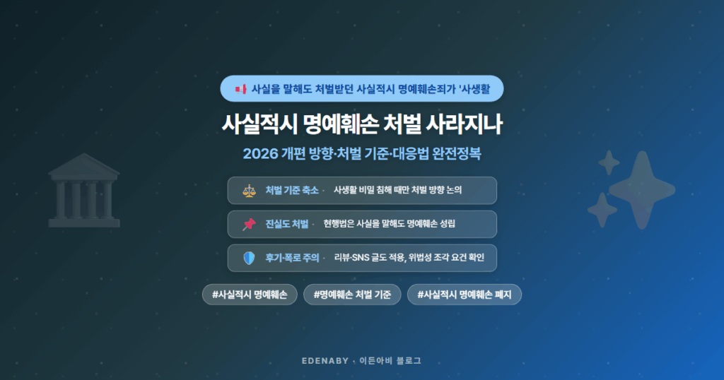 사실적시 명예훼손 처벌 사라지나|2026 개편 방향·처벌 기준·대응법 완전정복