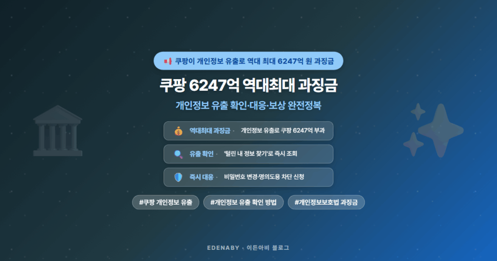 쿠팡 6247억 역대최대 과징금|개인정보 유출 확인·대응·보상 완전정복