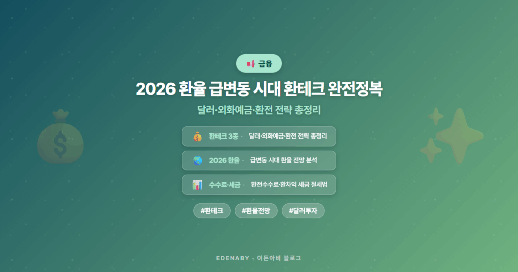 2026 환율 급변동 시대 환테크 완전정복|달러·외화예금·환전 전략 총정리