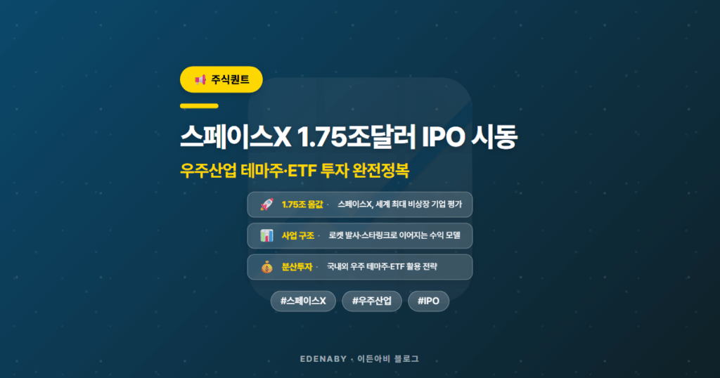 스페이스X 1.75조달러 IPO 시동|우주산업 테마주·ETF 투자 완전정복