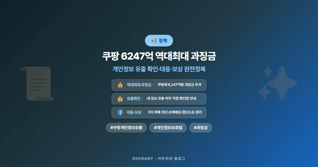 쿠팡 6247억 역대최대 과징금|개인정보 유출 확인·대응·보상 완전정복