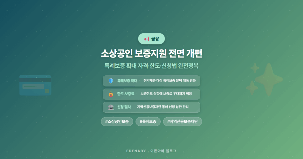 소상공인 보증지원 전면 개편|특례보증 확대 자격·한도·신청법 완전정복